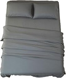 SONORO KATE Bed Sheet Set Super Soft Microfiber 1800 Thread Count Luxury Egyptian Sheets 16-Inch Deep Pocket Wrinkle and Hypoallergenic-4 Piece(Queen Dark Grey)