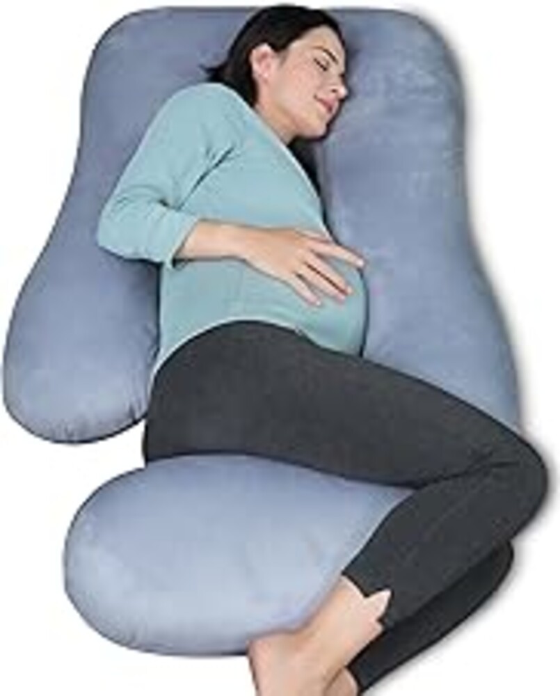 MOON PARK Pregnancy Pillows for Sleeping - 57 Inch U Shaped Full Body Maternity Pillow with Removable Cover - Support for Back, Legs, Belly, Hips - Pregnancy Pillow for Women - Grey