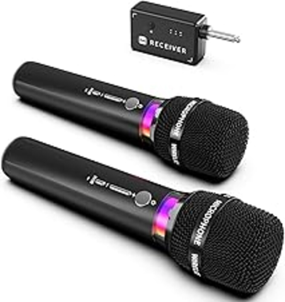 Wireless Microphone, Rechargeable Wireless Microphones with One-to-One Chip Connection and LED Lights, 40H Duration, 200FT Range Receiving, Less Latency Karaoke Microphone for Singing, Speech, Party