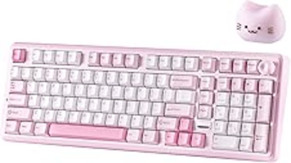 YUNZII B98 PRO QMK/VIA Wireless Mechanical Gaming Keyboard, 96% Layout with Numpad and Cute Cat Knob, BT/2.4G/USB-C, Pre-Lubed Switch Hot Swap Gasket, RGB for Win/Mac (Pink, Milk V2 Linear Switch)