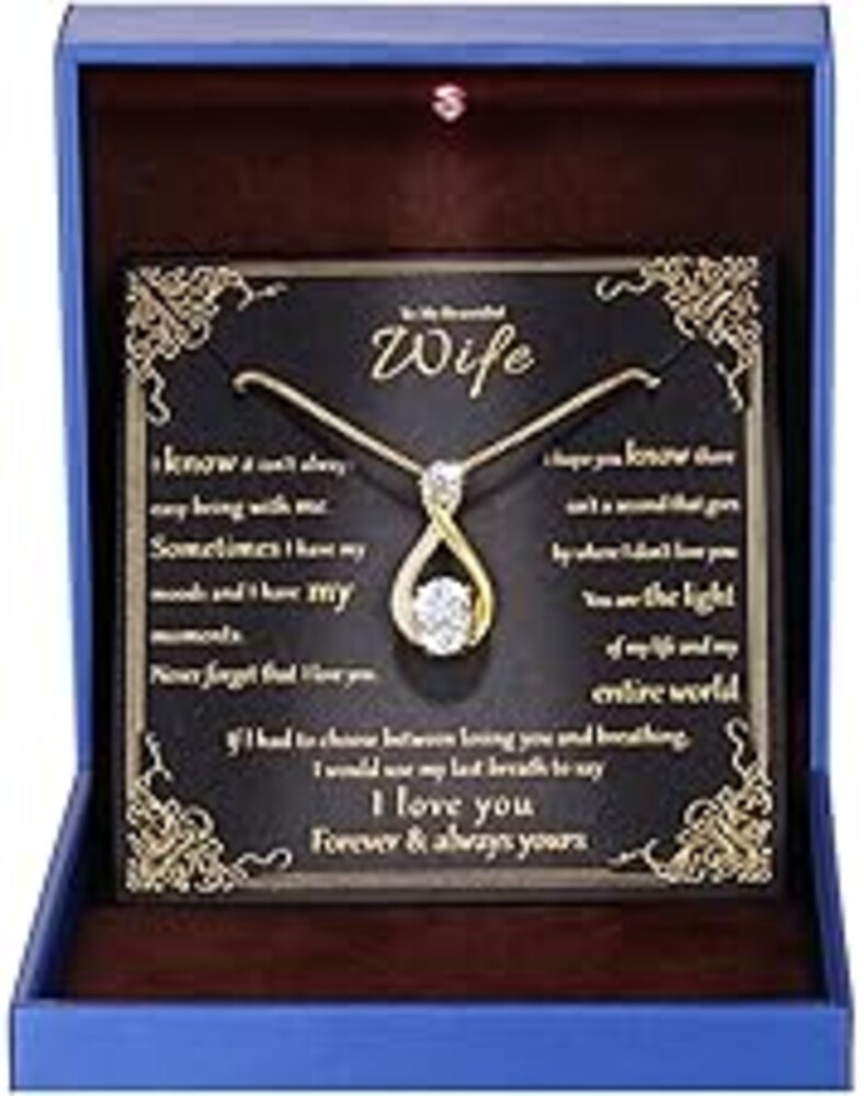 geweio 1.5CT Moissanite Infinity Pendant Necklace in Gift Box|Anniversary Wedding Gifts for Women Wife Her|S925 Sterling Silver 18K White Gold/Gold Filled|Jewelry for Birthday Christmas Valentines Day