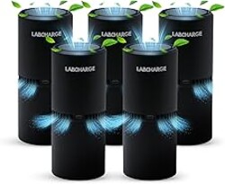 LabCharge Small Ionic Air Purifier for Home & Bedroom – Silent HEPA Filter – Covers 250 Sq Ft - Free Cleaner – Compact & Black Design - Pack of 5