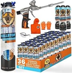 BEEST FullStop Spray Foam Insulation Kit for Walls and Attic - 720 Board ft/sq.ft Perfect Heat & Acoustic Insulation for Reduced Energy Bills - 36x Spray Foam Can, 3X Cleaner, 1 Pro Gun & Safety Gear