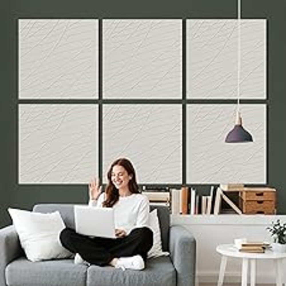 Reverbeon 6 PCS Acoustic Panels, 23.6x23.6 Inch Sound Absorbing Panels, Decorative Acoustic Wall Panels for Recording and Home Studio, Office with Double-Sided Adhesive Tape