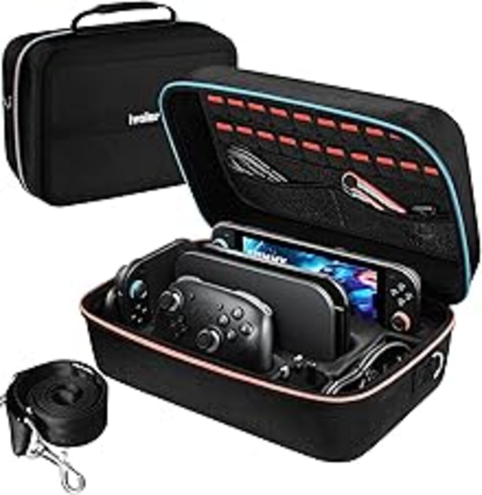 ivoler Carrying Storage All in One Case for Nintendo Switch 2 (2025),Portable Travel All Protective Hard Messenger Bag Soft Lining 20 Games for Switch 2 Console Pro Controller Accessories Black