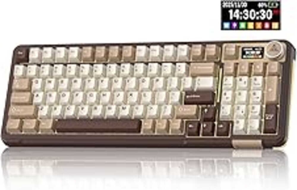 SOLAKAKA A99 Pro Mechanical Keyboard with LCD Screen & Metal Knob, Wireless Gaming Keyboard with BT5.0/2.4GHz/USB-C, Hot Swappable Creamy Keyboard, Gasket Structure, RGB Backlit, for Win/Mac