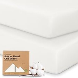 KeaBabies 2-Pack Organic Crib Sheets for Boys, Girls - 52x28 Fitted Crib Mattress Sheet Neutral, Breathable Jersey Cotton Cover for Baby Bed, Toddler Mattress, Soft & Cute Prints (Soft White)