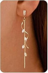 PRTGL Dangle Earrings for Women - 14K Gold/White Gold/Rose Gold Plated/Black Butterfly Heart Star Heart Chain Long Tassel Cubic Zirconia CZ Dangle Earrings
