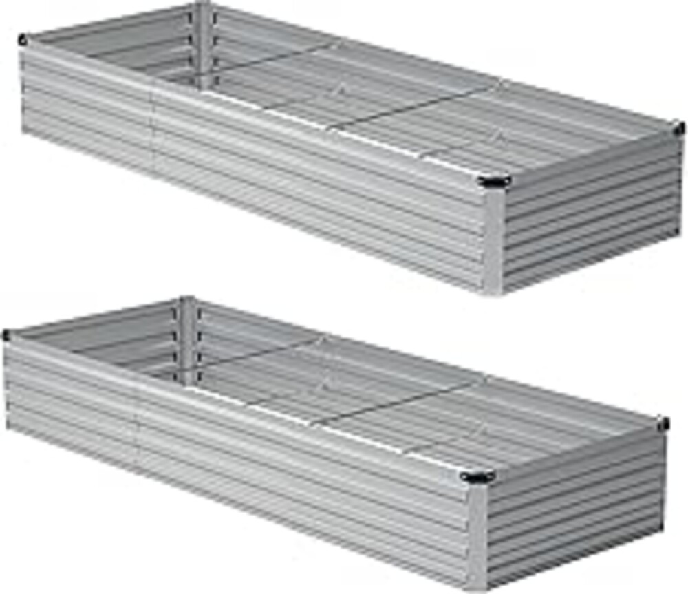 zunatu 10x2x1ft(2 Pack) Galvanized Raised Garden Bed,Outdoor Planter Boxes Metal Patio Kit Planting Bed for Vegetables Flowers,Silver