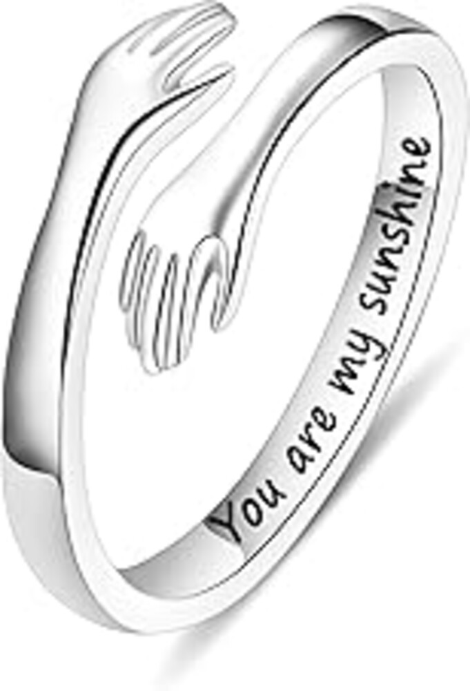 Yesteel Mothers Day Gifts - S925 Sterling Silver Hug Ring for Women Teen Girls, Adjustable Ring Jewelry Mothers Day Birthday Gifts for Daughters Mom Sister Wife Friends Grandma