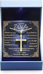 1CT Moissanite Cross Necklace for Women Wife, 18K Gold Filled or Sterling Silver Cross Pendant Chain Jewelry,Anniversary Birthday Gifts for Women Wife Her with LED Light-Up Gift Box and Gift Card