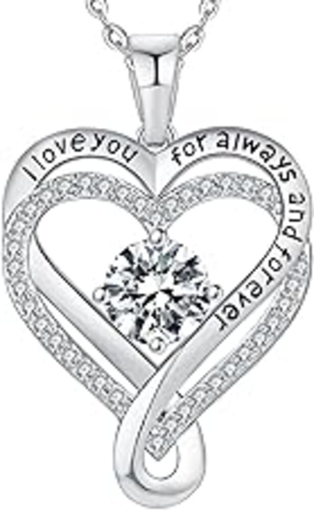 Jewelry for Women Wife Infinity Heart Birthstone I Love You Necklace S925 Anniversary Women Necklaces for Her Wife Birthday Gift Ideas, Birthday Present for Girlfriend Mom Daughter Sterling Silver