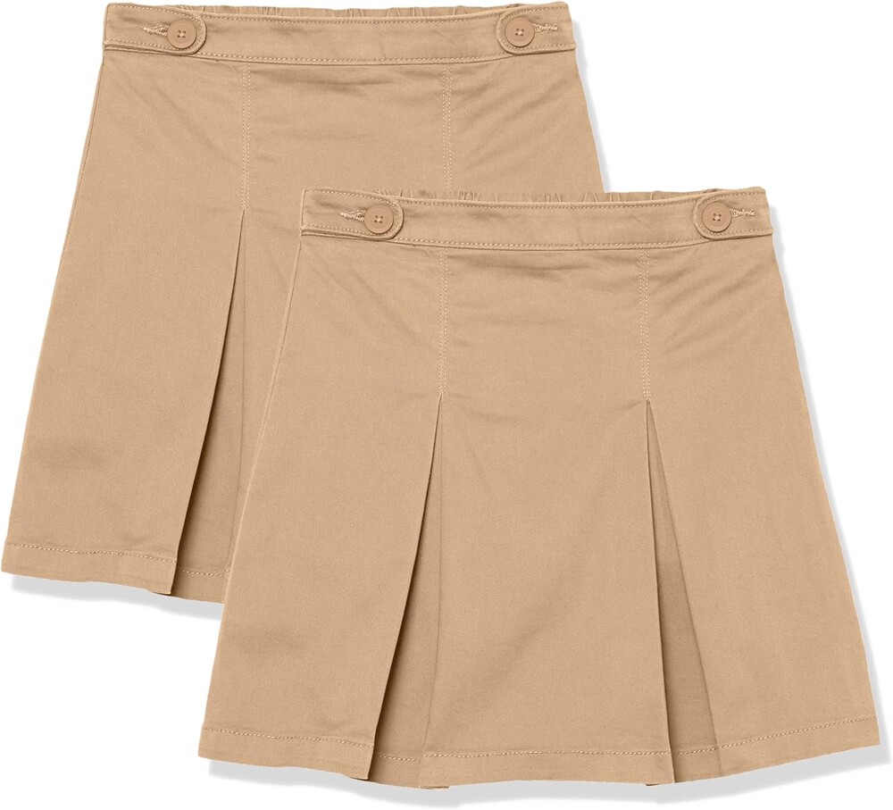 Amazon Essentials Girls' Pleated Pull-on Uniform Scooter Skirts, Multipacks