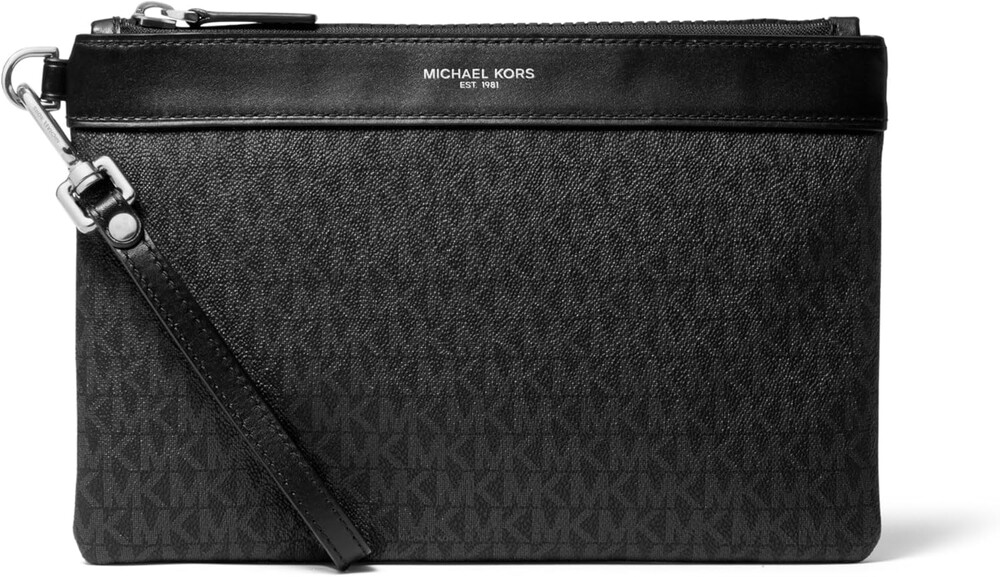 Michael Kors Men's Brooklyn Travel Pouch, Silver-Tone Hardware/Signature Nylon