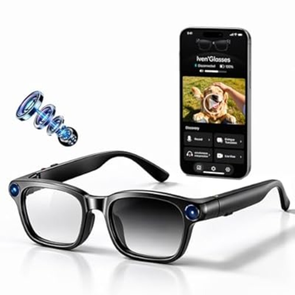 AI Smart Camera Glasses for Men Women - 8MP 1200P Video Recording, EIS Anti-Shake, Real-Time 139-Language Translator, Photochromic Lenses, Open-Ear Bluetooth Audio for Vlogging, Cycling, Travel