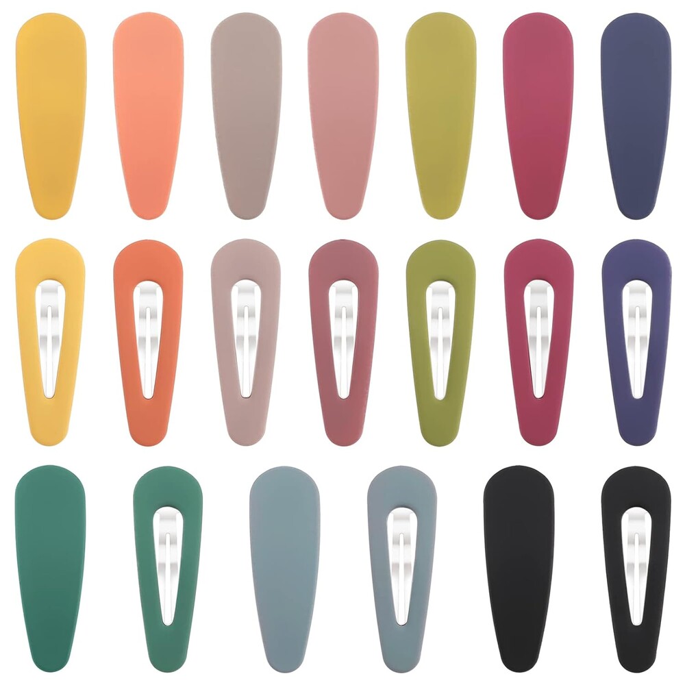 Boobeen 20 Pack Hair Clips - Acrylic Metal Snap Hair Clips for Women -Matte Hair Barrettes for Girls - Hairpins Fashion Accessories for Kids Teens Girls