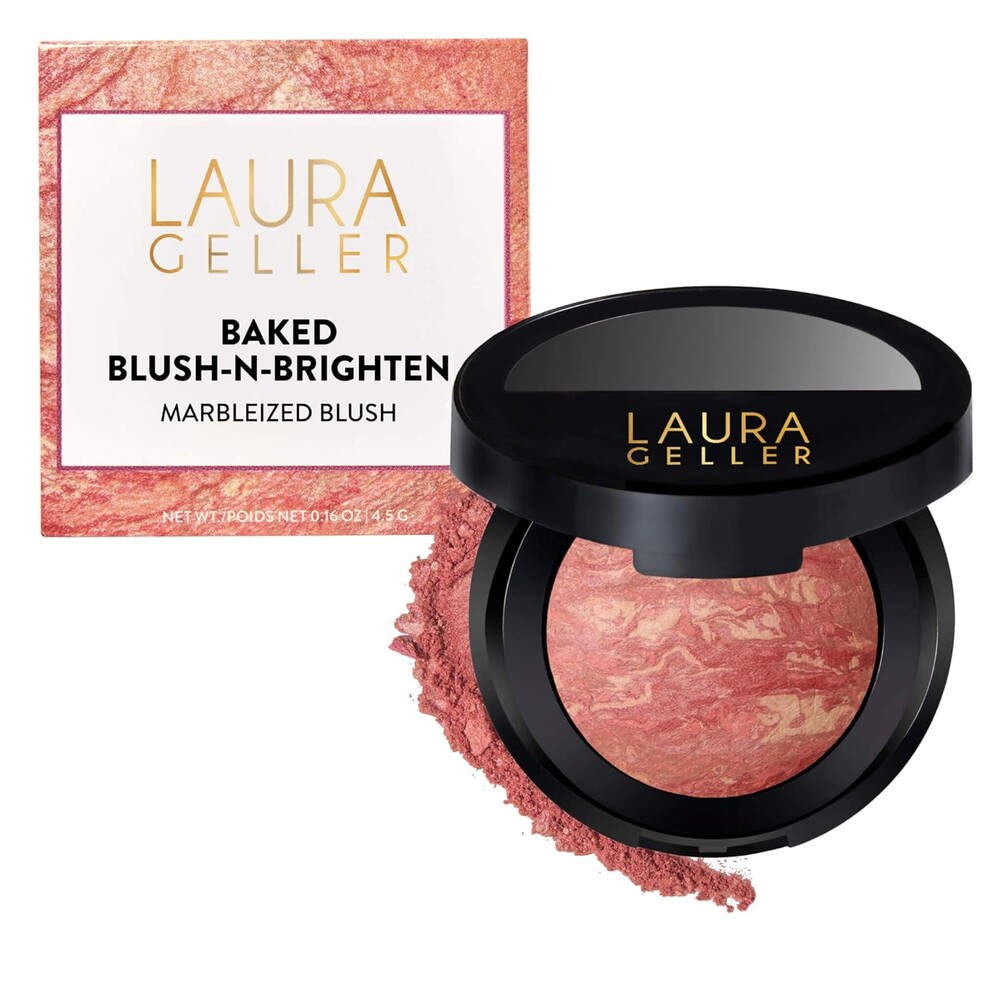 LAURA GELLER NEW YORK Baked Blush-n-Brighten Marbleized Blush for Cheeks - Starfish Island - Natural Finish - Buildable Color
