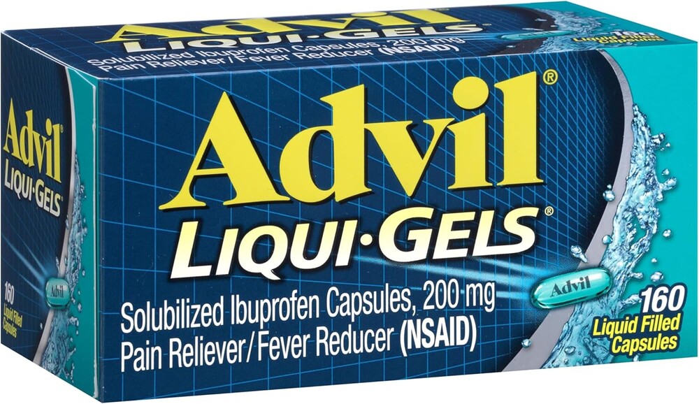 Advil Liqui-Gels Pain Reliever and Fever Reducer, Pain Medicine for Adults with Ibuprofen 200mg for Headache, Backache, Menstrual Pain and Joint Pain Relief - 160 Liquid Filled Capsules