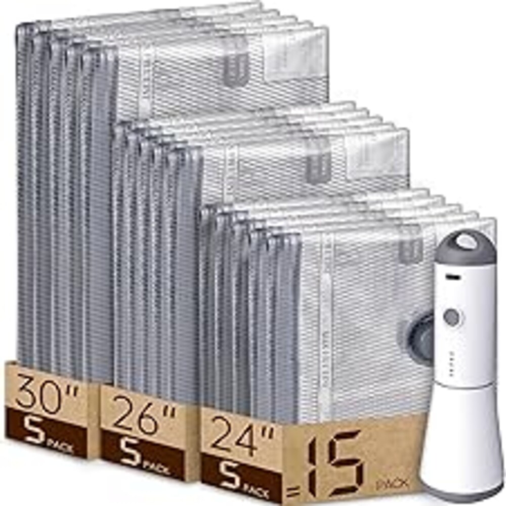 Vacbird Vacuum Bags for Travel with Rechargeable air Pump, Carry-on Size Compression Packing Bags for Luggage and Suitcase, Space Saver for Clothes and Clothing 15 Combo Travel Size