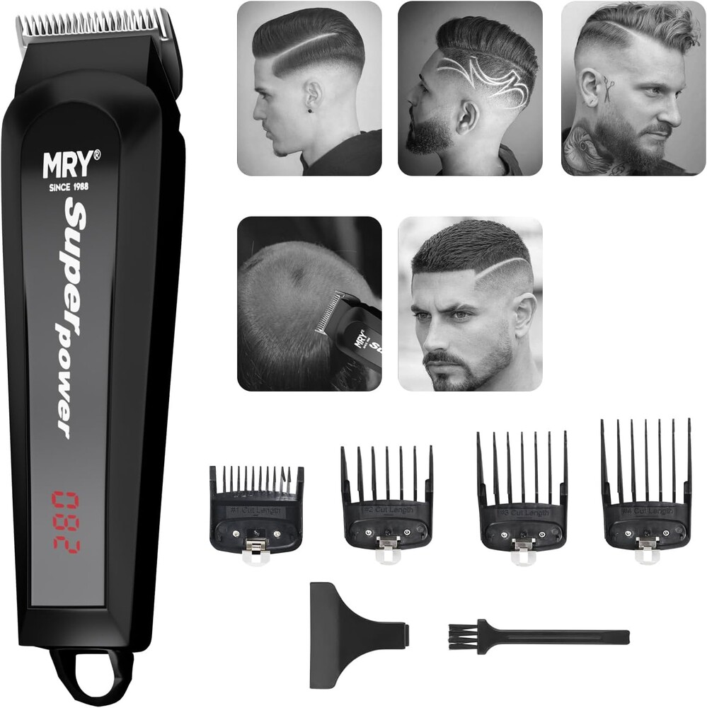 MRY Cordless Hair Clippers Rechargeable LCD Display Professional Guide Combs Hair Clippers for Men Women Barbers Hair Cutting Kit
