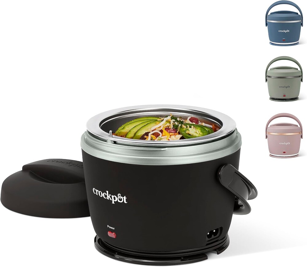 Crock-Pot Electric Lunch Box 20-Ounce Portable Food Warmer Black Licorice Perfect for Travel On-the-Go & Office Use (Pack of 4)