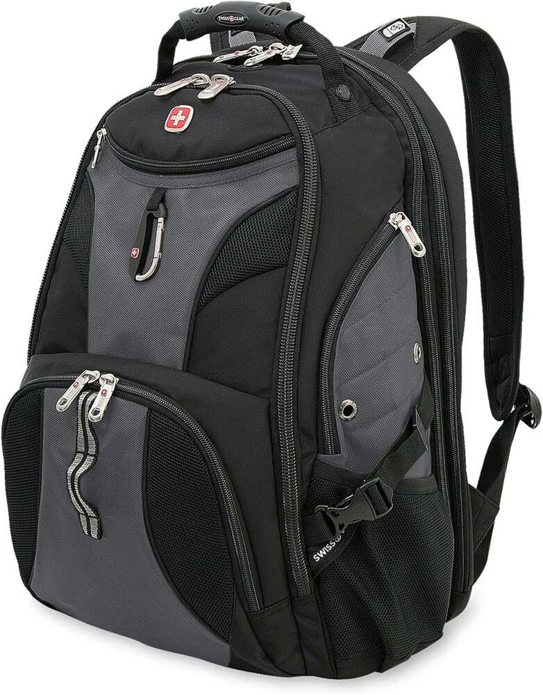 SWISSGEAR 1900 ScanSmart TSA Laptop Backpack Fits 17 Inch Laptop with RFID Protection and Tablet Pocket, Grey/Black, 19-Inch