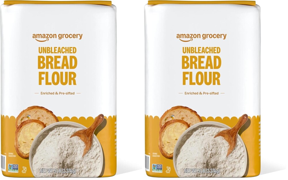 Amazon Fresh, Enriched Bread Flour, Unbleached, 5 Lb (Pack of 2)