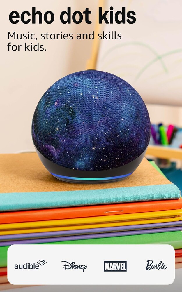 Amazon Echo Dot Kids (newest model) - Designed for kids, Designed for Alexa+, parental controls, Includes 1 Year of Amazon Kids+, Stardust