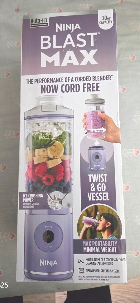 NINJA Blast Max 20oz Capacity Portable Blender Lavender Twist & Go Vessel NEW