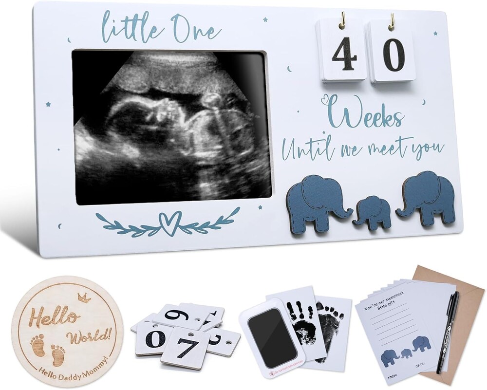 Sonogram Picture Frame with Countdown Weeks - 4''x3'' Ultrasound Photo Frame Pregnancy Announcement for Expecting Parents/Grandparents Reveal, Mother's Day and Mom to be Gifts for 1st Time Mom