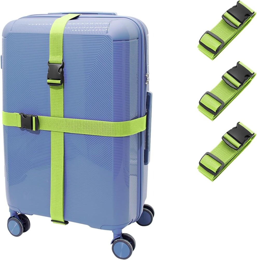 Extra-Long Heavy Duty Luggage Bands | Multi-Pack Suitcase Straps with Sturdy Metal Hooks | Secure Loose Luggage, Organize Travel Gear | Luggage Straps 1.5-40Fluorescent Green