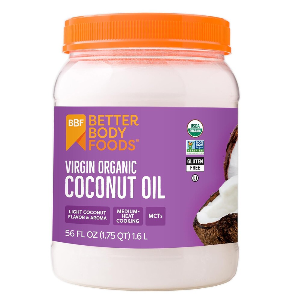 BetterBody Foods Organic Unrefined Coconut Oil - Hair & Skin Moisturizer, Baking & Cooking Oil - Light Aroma and Flavor - Butter Alternative - 56 Fl Oz