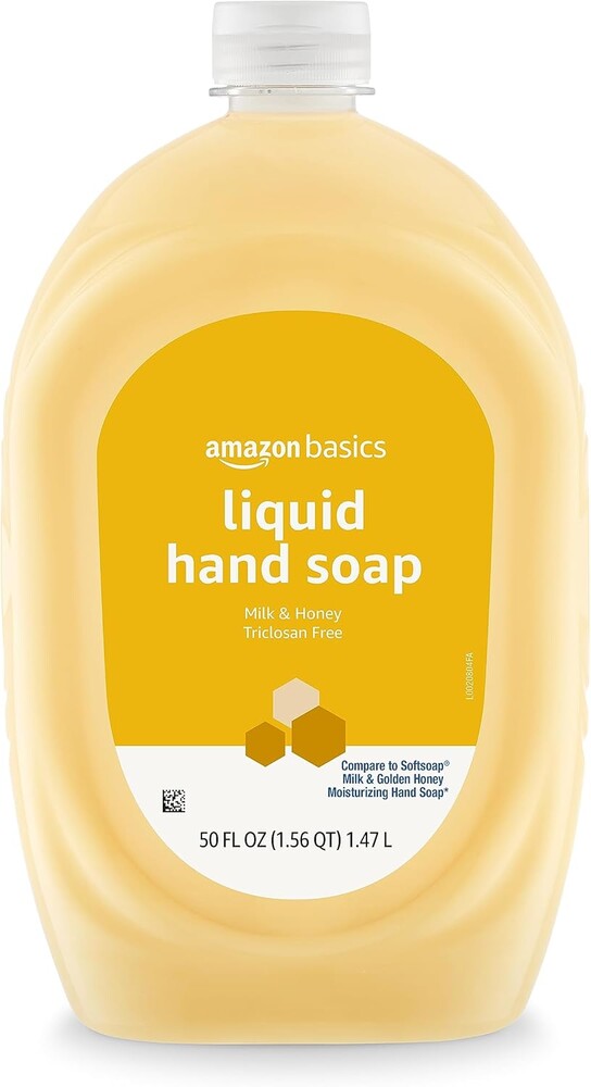 Amazon Basics Liquid Hand Soap Refill, Milk and Honey Scent, Triclosan-Free, pH Balanced, Dermatologist Tested, 50 Fluid Ounces