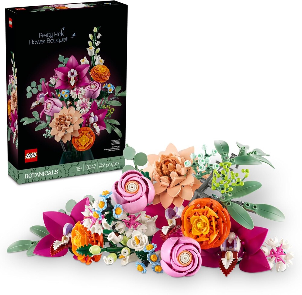 LEGO Botanicals Pretty Pink Flower Bouquet Building Set for Adults - Gifts for Mothers Day - Artificial Flowers for Decor or Table Display - 10342