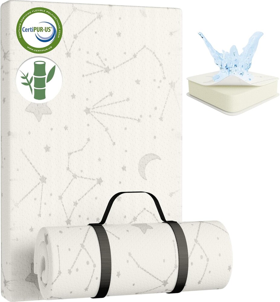 YENING Bamboo Pack and Play Mattress Pad Breathable 38x26 Waterproof Baby Mattress for Pack N Play Matress Topper Waterproof with Strap