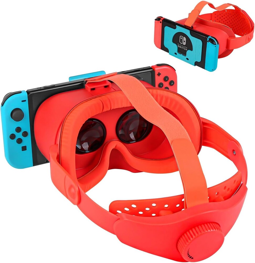 VR Headset Compatible with Nintendo Switch/Switch OLED, VR Glasses Accessories with Adjustable HD Lenses and Comfortable Head Strap, VR Labo Goggles Headset Accessories(Red & Blue)