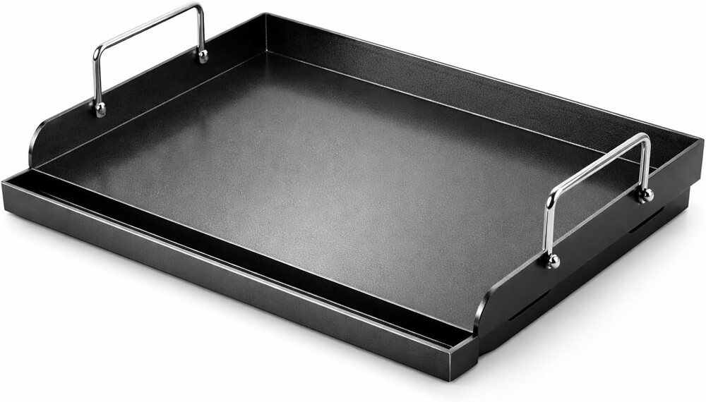 Utheer 17" x 13" Nano-Ceramic Nonstick Griddle for Gas & Charcoal Grills – Universal Flat Top Griddle with Grease Groove/Reinforced Ridges/High Sidewalls, Perfect for Healthy Cooking,Parties & Camping