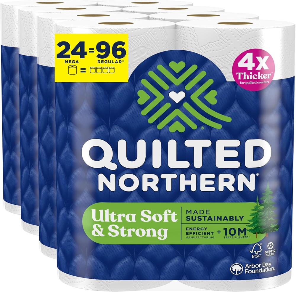 Quilted Northern Ultra Soft & Strong Toilet Paper, 24 Mega Rolls = 96 Regular Rolls, 5X Stronger*, Premium Soft Toilet Tissue