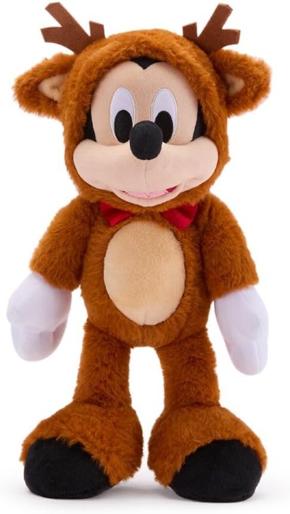 Disney Store Official Mickey Mouse Reindeer Holiday Plush - 15 Inch Christmas Plush Toy in Reindeer Suit with Sparkling Bow Tie - Disney Stuffed Animals for Boys and Girls