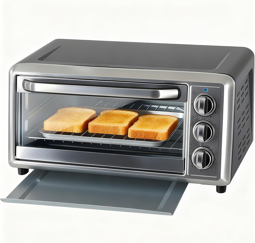 OLIXIS Toaster Ovens Countertop 19Quart, Bake, Toast, Broiler, Pizza and Warm, 1300W, 30 Min Timer, Fry Basket, Backing Pan and Rack Included, Up to 400°F