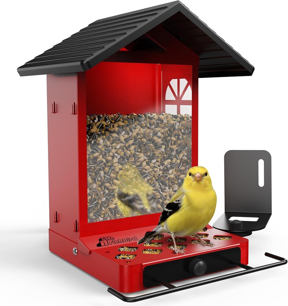 All-Metal Bird Feeder, Wall & Pole Mountable, 2.4L Large Capacity, Chew-Proof & Weather-Resistant Design, Easy to Clean & Fill, Wild Birds Feeder for Backyard & Garden, for Men Women Gift