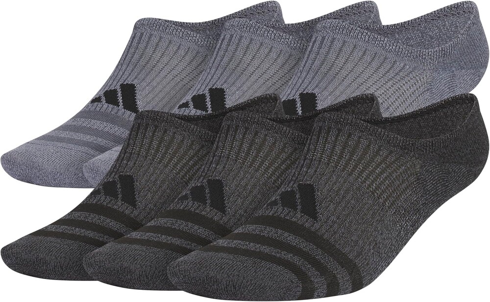 adidas Men's Superlite Super No Show Invisible Socks (6 Pairs) Lightweight & Breathable