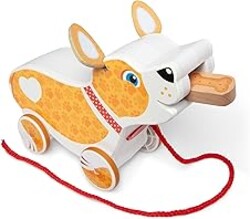 Melissa & Doug Feed, Walk & Poo Pup Wooden Preschool Pull Toy Play Set Ages 3+ - FSC Certified