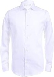 Calvin Klein boys Long Sleeve Sateen Dress Shirt, Button-down Style With Cuffs & Shirttail Hem