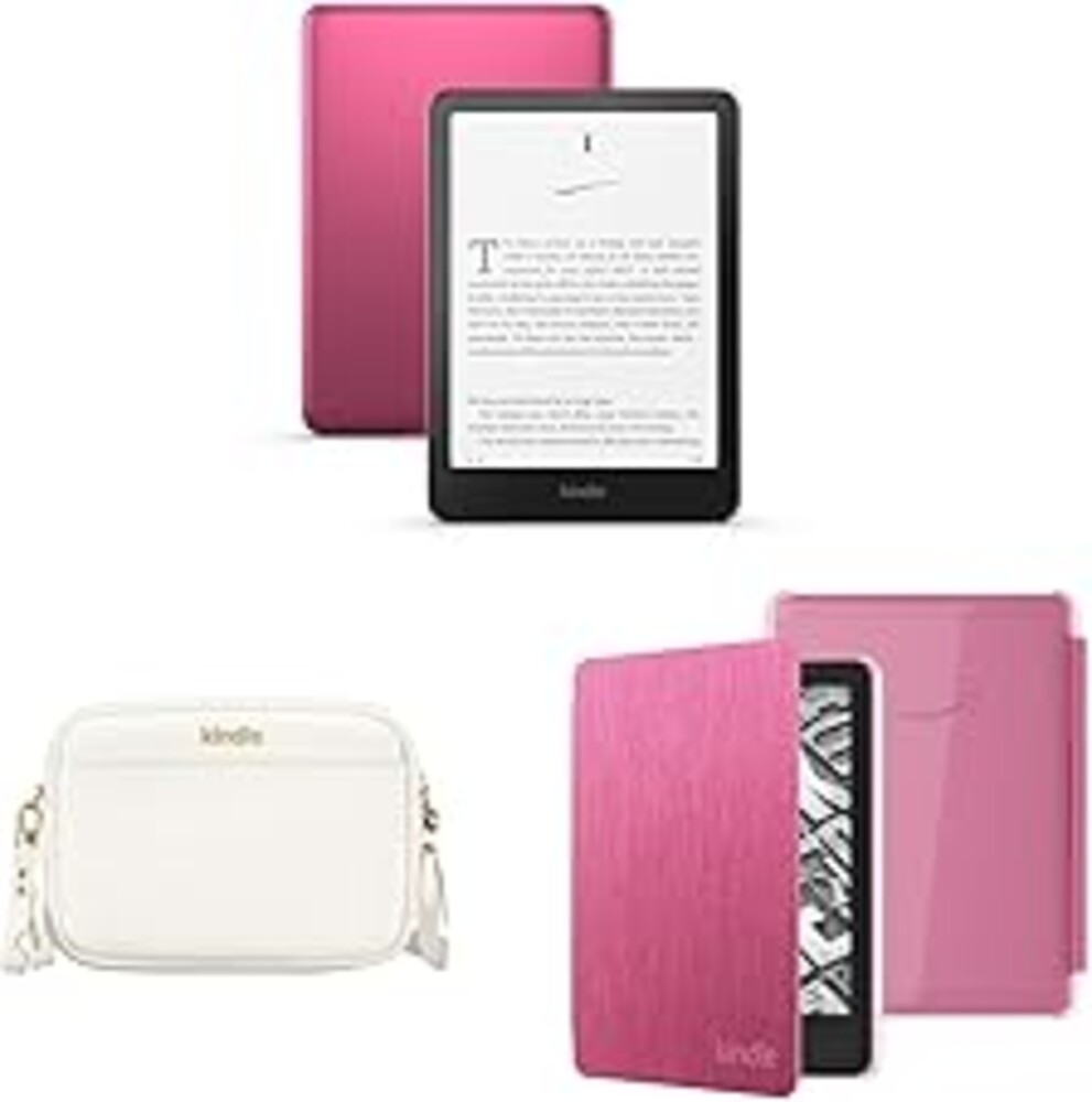 Amazon Kindle Paperwhite Bundle: Includes, Amazon Kindle Paperwhite Signature Edition 32GB | Metallic Raspberry, Sling Bag | Dune, Clear Back Case | Raspberry