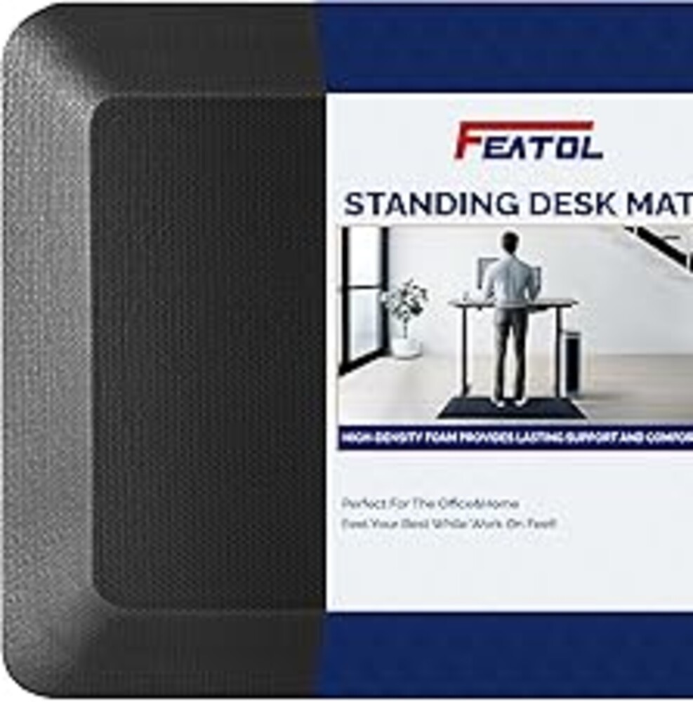 FEATOL Anti Fatigue Mat for Standing, 9/10 Extra Thick Ergonomic Standing Desk Mat, Comfort Memory Foam Standing Mat at Home,Office All Day (20" x 32", Black, 1PC)