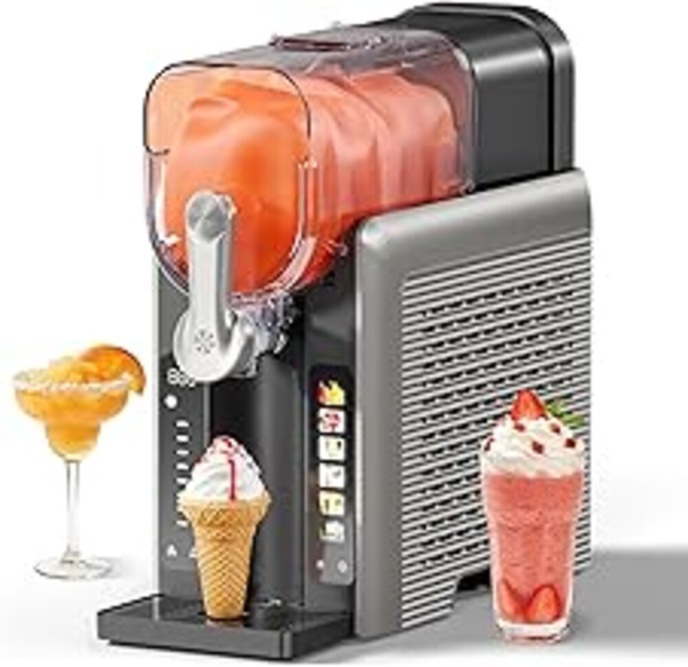Slushie Machine for Home, No Ice Needed Frozen Drink Maker with Auto-Clean, LED Display, Perfect for Margaritas, Frappés, Milkshakes and More, Family Gatherings & Home Bar, Grey, 1 Pack+6 Modes
