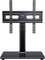 PERLESMITH Universal Swivel TV Stand-Table Top TV Stand for 32-65 inch TV-Height Adjustable TV Base with Heavy-Duty Tempered Glass Base, VESA 400x400mm up to 88lbs, PSTVS17