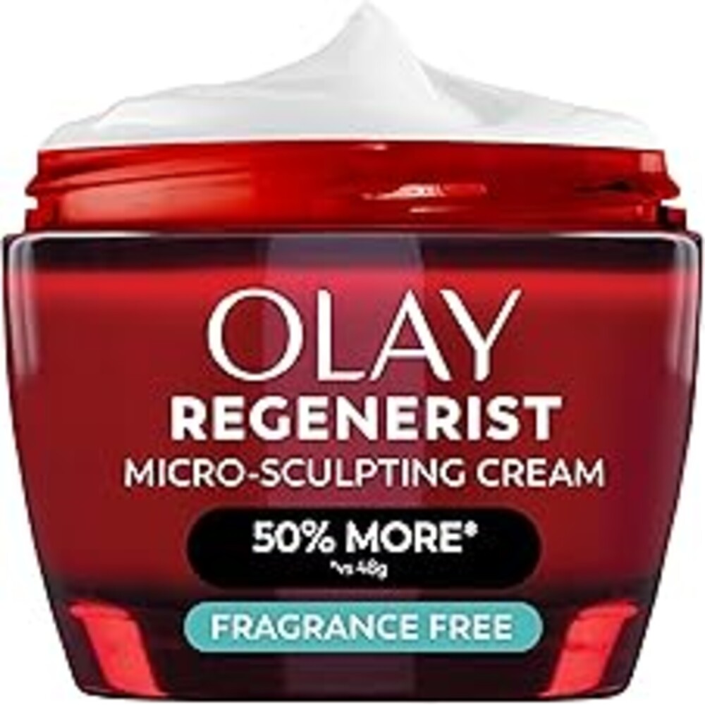 Olay Face Moisturizer, Regenerist Micro-Sculpting Cream for Women, Fragrance-Free - Anti-Aging, Anti-Wrinkle, Firming Skin Care - Triple Collagen Cream, Peptide, Hyaluronic Acid, Niacinamide, 2.6oz