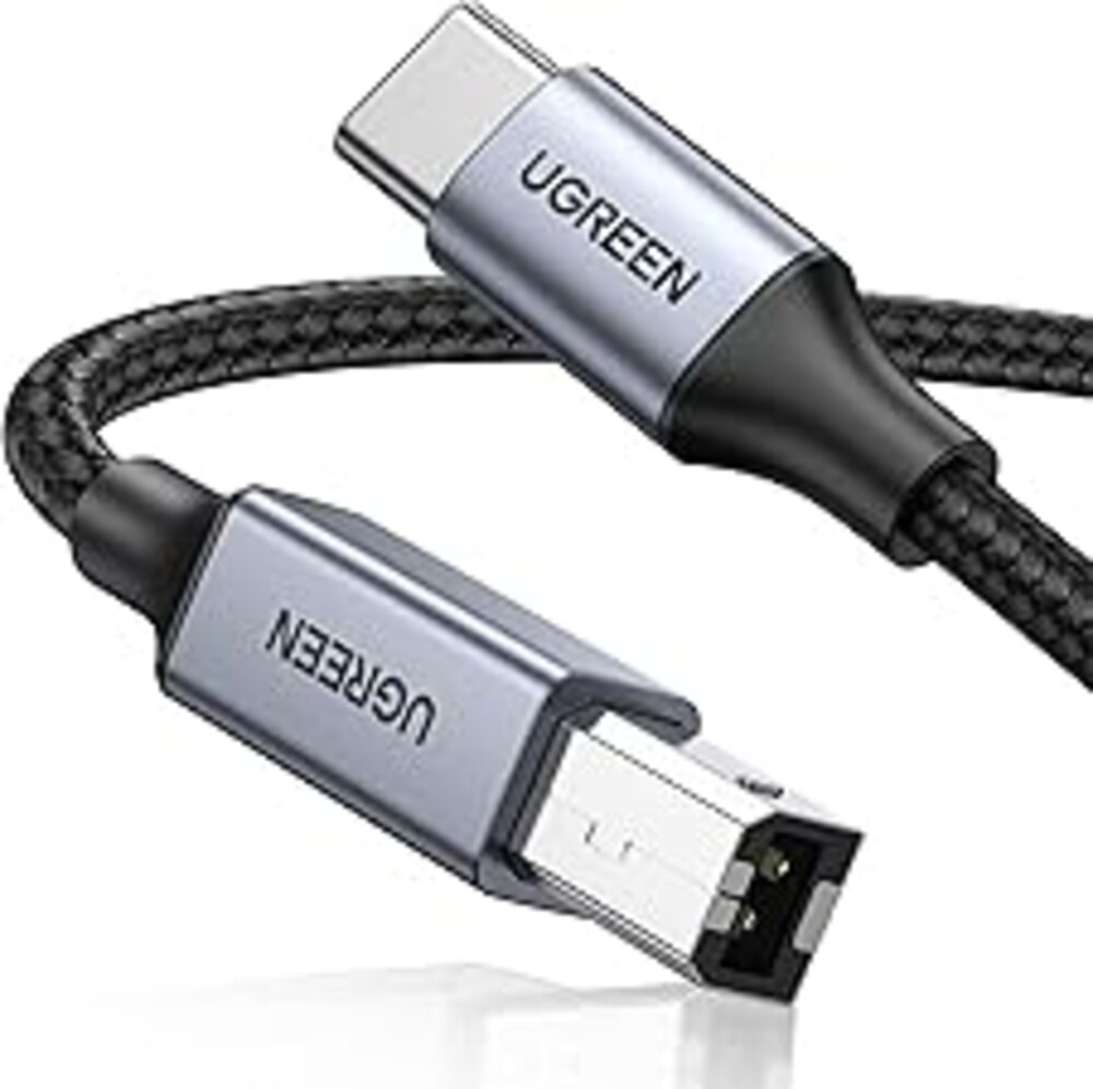 UGREEN USB B to USB C 6 FT Printer Cable, Nylon USB B to C Cord for MacBook Pro/Air, MIDI Cable Compatible with Yamaha Piano Keyboard, DAC, DJ Controller for iPad